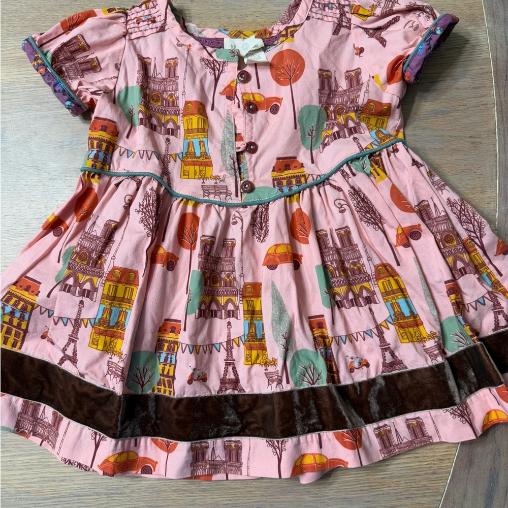 Pink Dress with Colorful City Print
